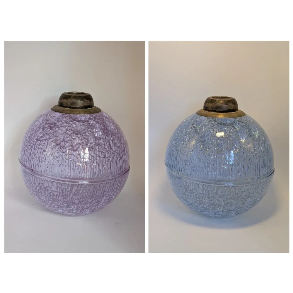 Textured Glass Orb Jar Periwinkle Lavender Neoteric‎ Spherical Decorative Vessel